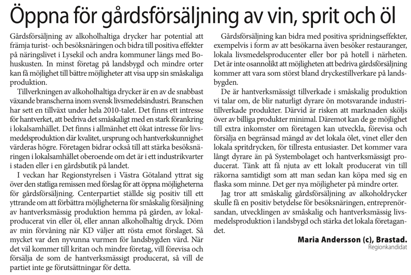 Inlägg om gårdsförsäljning i Lysekilsposten