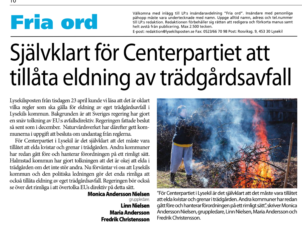 Insändare om att elda trädgårdsavfall